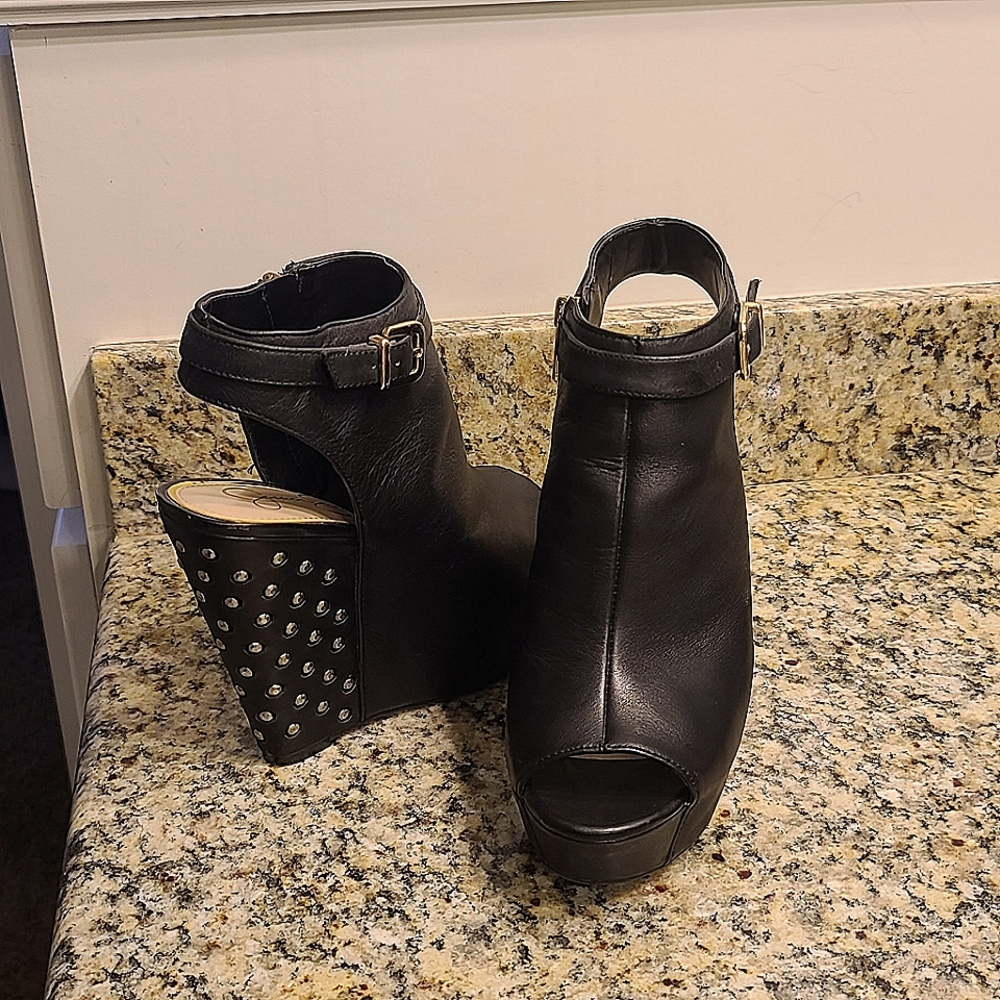 Jessica Simpson booties with peek-a-boo toe